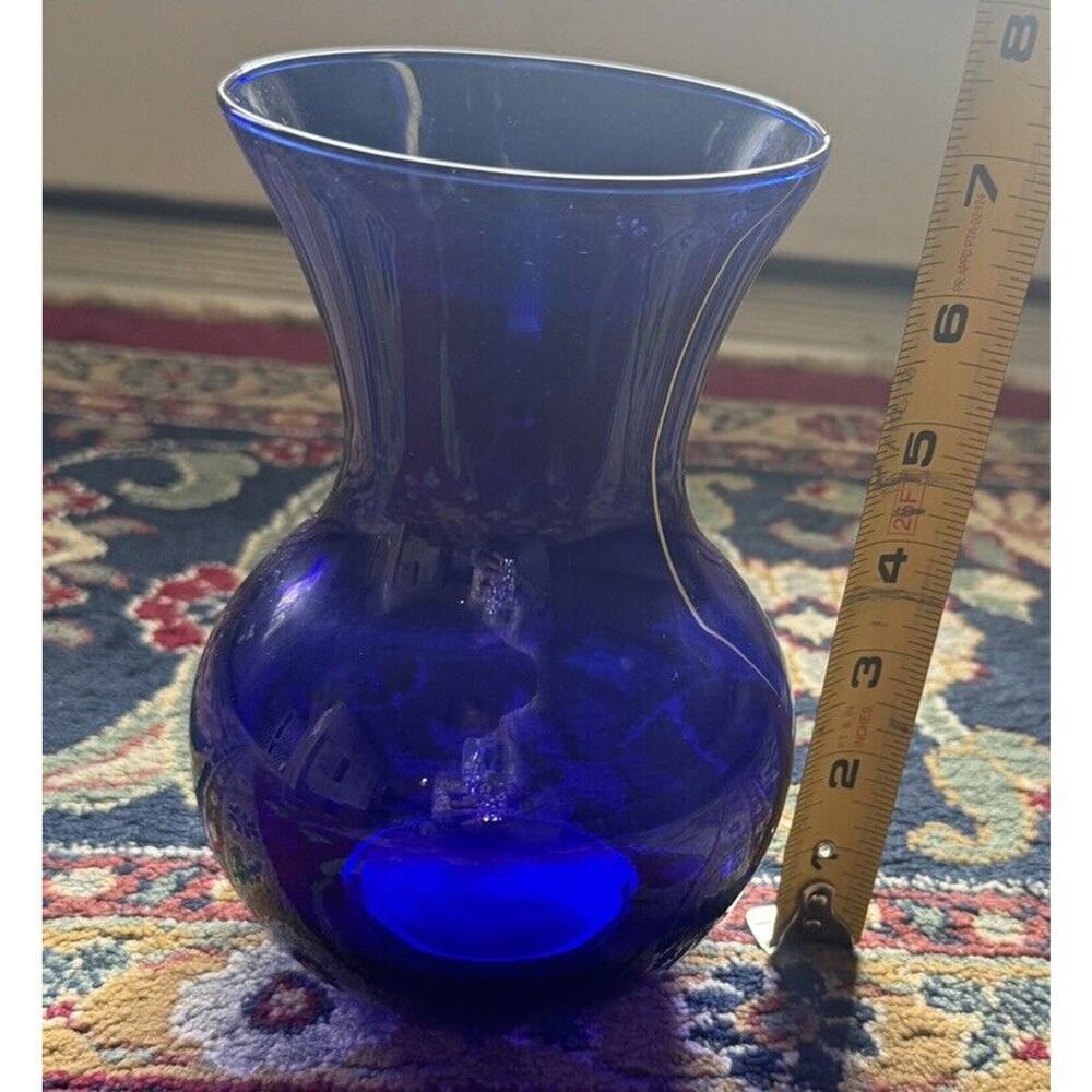 Vintage Cobalt Blue Glass 7 Inch Flower Vase